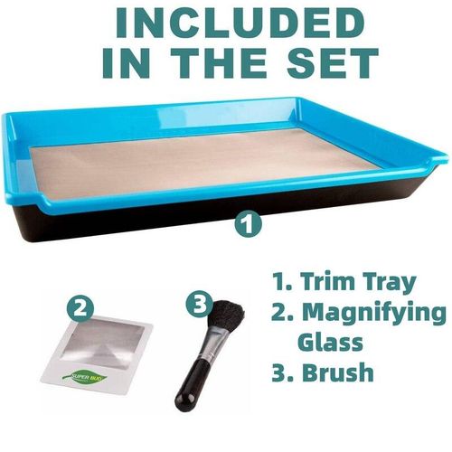 Generic Trimming Tray Trim Bin Set for Buds and Herbs Curved& Straight 1  Micron Fine Mesh Pollen Screen Blue/ White