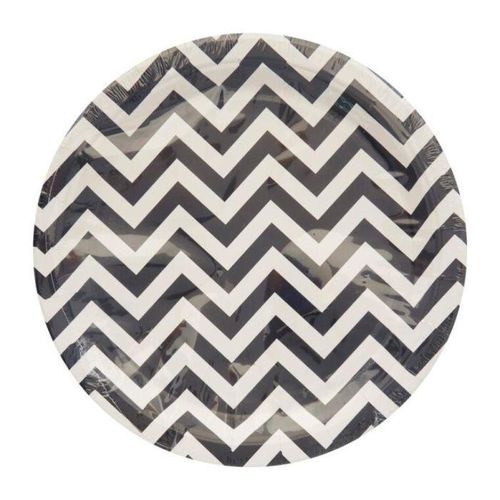 Generic 20pcs Disposable aper Plates With Metallic Silver Zigzag Patterns