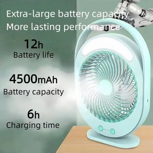 product_image_name-Kamisafe-Rechargeable LED Multi-Functional Fan, 4500mAh, 3 Speed With Night Light Table Fan-3