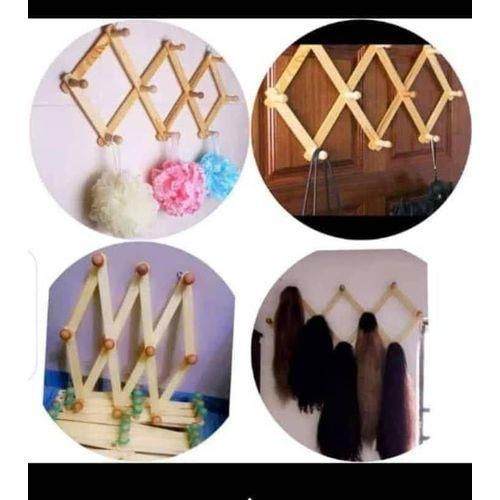 product_image_name-Generic-Folding Wooden Wall Hanger, Wall Hooks,Cloth, Bag Hanger-1