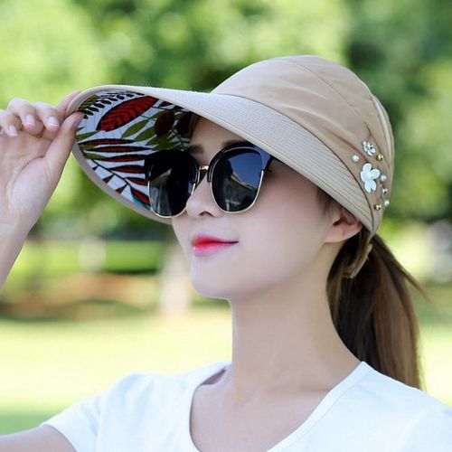 Fashion (One Size) Sun Hats For Women Visors Hat Fishing Beach Adjustable Folding  Cap UV Protection Cap Casual Summer Wide Brim Hat Outdoor Tool