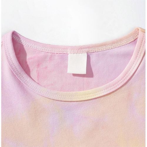 product_image_name-Fashion-Pink & Yellow Tie - Dye Girls' T - Shirt - 'MAMA'S Girl' Print Cute Short - Sleeve Top-3