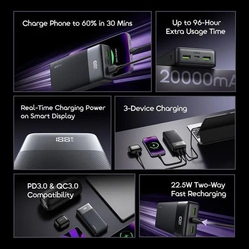 Oraimo PowerNova Q21 20000mAh  22.5W Type-C & Micro-USB Input Fast Charging Power Bank - image 2