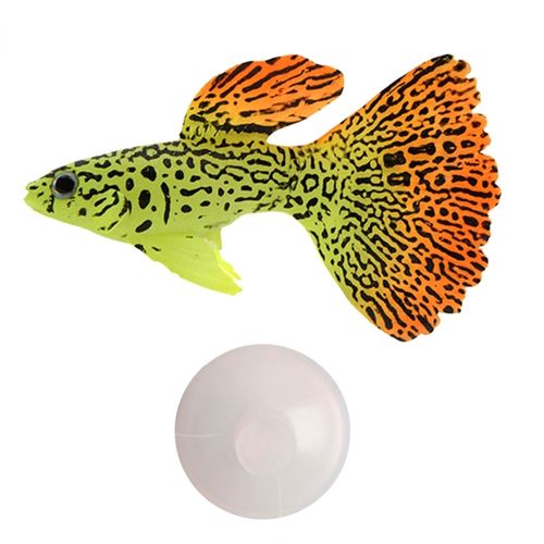 Artificial Fish Aquarium Silicone Floating Moving Ornament with Suction Cup  Fish Tank Decor Bright Color Ornamental