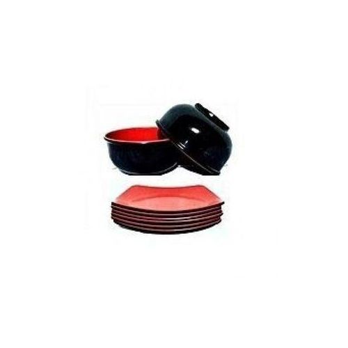 Generic 12 Pieces Unbreakable Ceramic Curved And Flat Plates red