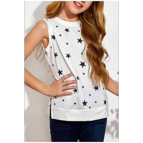 Fashion Mfed White Star Print Little Girl Tank