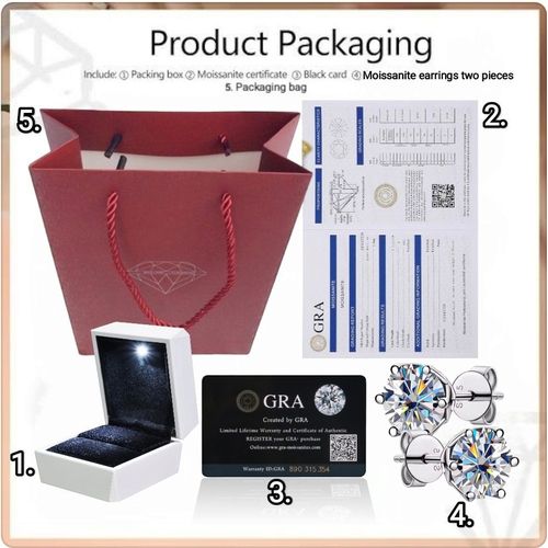 product_image_name-Fashion-Classic Round 0.5-2.0ct VVS 1 Diamond Tester Passed Moissanite Earring For Women Sterling Silver 925 Men's Earring Engagement Gift-4