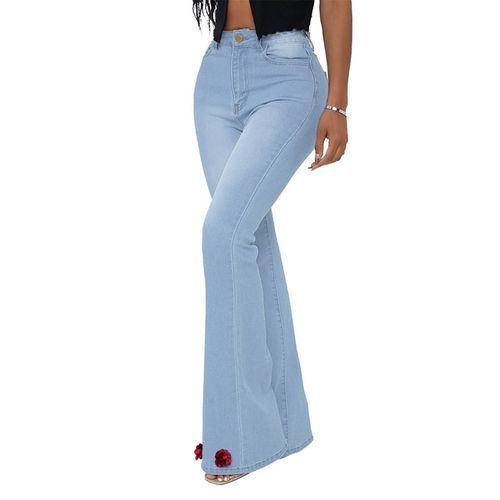 Women's Bootcut Jeans low waist denim Pants stretch light Blue