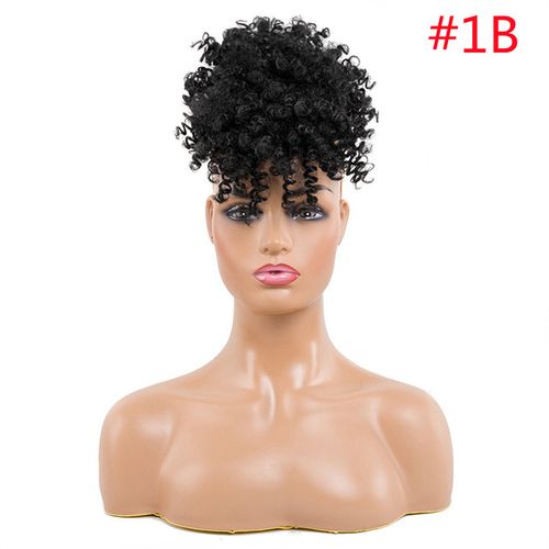 jsaierl African Wig Lady Hair Buds Small Curly Hair Curly Hair Bun  Caterpillar 