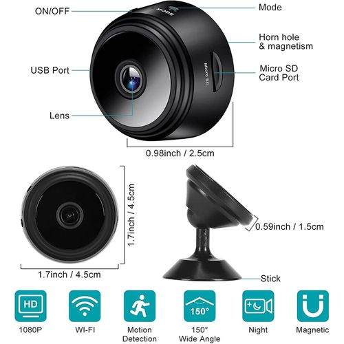 Small Surveillance Camera, 150 Degree Viewing Angle Built In WiFi