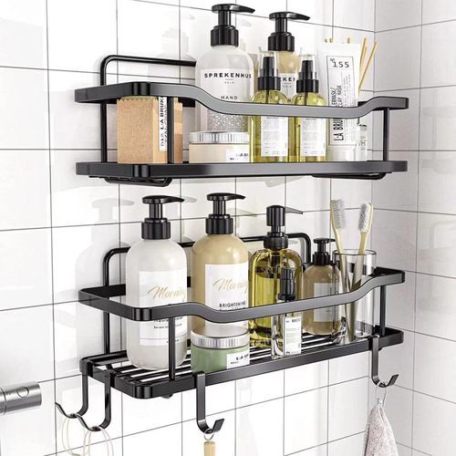 OldPAPA Shower Caddy Adhesive Shower Shelf No Drilling Stick on Shower Organizer for Tile Wall Shower Storage Rustproof Bathroom Caddy Wall Mounted for