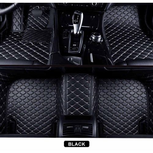 product_image_name-Generic-Leather Footmat For 5 Seater Toyota Highlander - Black With Tiles Stitch-2
