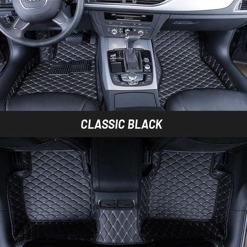 product_image_name-Generic-Leather Footmat For 5 Seater Toyota Highlander - Black With Tiles Stitch-3