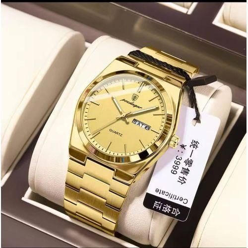 product_image_name-POEDAGAR-All Gold Top Quality Men's Wristwatch with Calendar-2