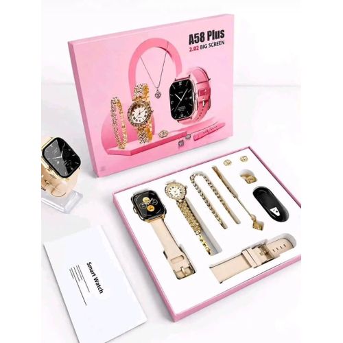 Generic A58 Plus Smart Watch Gift Set – 2.02" Big Screen, 2 Straps, Bracelet & Accessories
