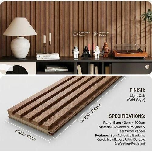 Generic Fluted Wood-Look Wall Panels (Peel & Stick) 30cm x 60cm - image 2
