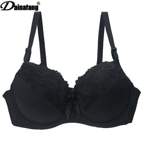 Fashion Sexy Bra Padded Bras Women Double Push Up Brassieres Underwire  Lingeries Klebe Bh Plus Size Sticky Brassiere Underwear Bralettes(#black)  SHA