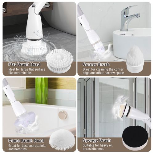 Electric Spin Scrubber, Cordless Bath Tub Power Scrubber 7in1, Deep Cleaning,  Dual Speed Adjustable, Shower Cleaning Brush Household Tools for Bathroom &  Tile Floor 