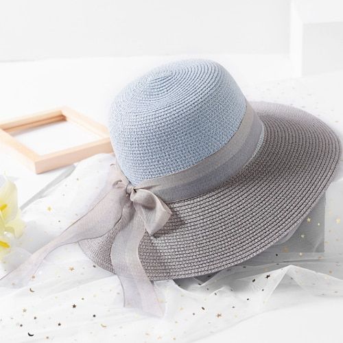 Bow Sun Hat Wide Brim Floppy Summer Hats for Women Beach Straw Bucket Hat  with Beads Beige at  Women's Clothing store