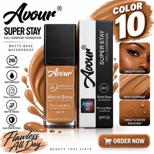 Avour Waterproof Matte Base Superstay Full Coverage Foundation color 10