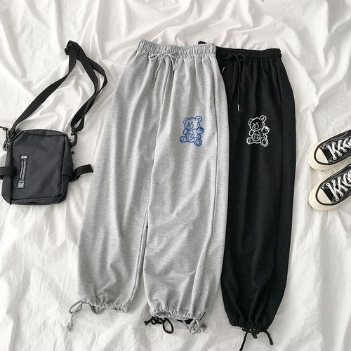 Fashion Harajuku Women Sweatpants Jogging Sports Pants Baggy Korea Cute  Bear Hot Pants