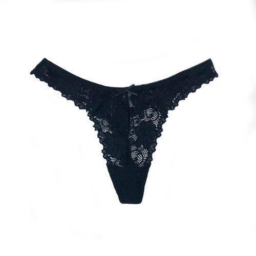 Women Thin Transparent Briefs Thongs Female Underwear Women's Panties Lace  Low Waist Lingerie Seamless Intimates #123 (Color : Black, Size : Large)