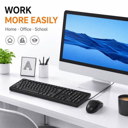 JUZEE Wired Keyboard and Mouse Combo –  QWERTY 104 Keys USB Full Size Computer Keyboard Set for Office & Home Use - Black - image 4