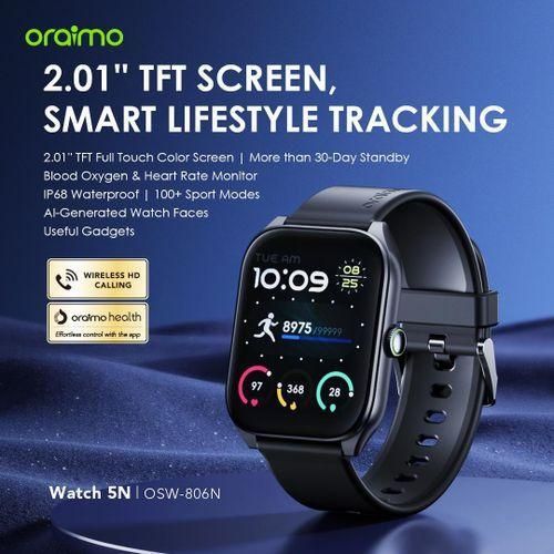 Oraimo Watch 5N 2.01'' TFT IP68 Wireless HD Calling Smart-Watch  - image 5