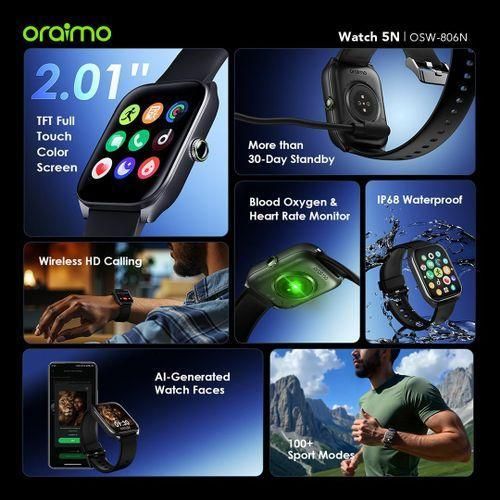 Oraimo Watch 5N 2.01'' TFT IP68 Wireless HD Calling Smart-Watch  - image 6
