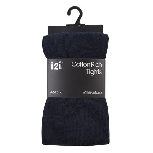 I2I Girls plain cotton rich tight navy blue
