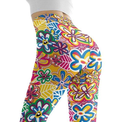 Generic Cumagical 2023 Custom Logo/pattern Yoga Gym Leggings Women Flower  Printed Tight Sports High Waist Pants For Ladies