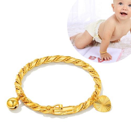 Fashion Baby Girl Boy Bangles Bracelet Gold Color Bells Pendant