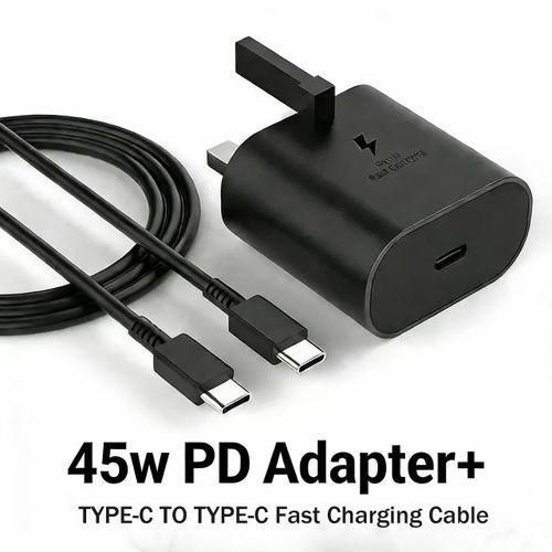 Samsung 45W Super Fast Charging PD Wall Charger Adapter With Type-C To Type-C Cable - Black