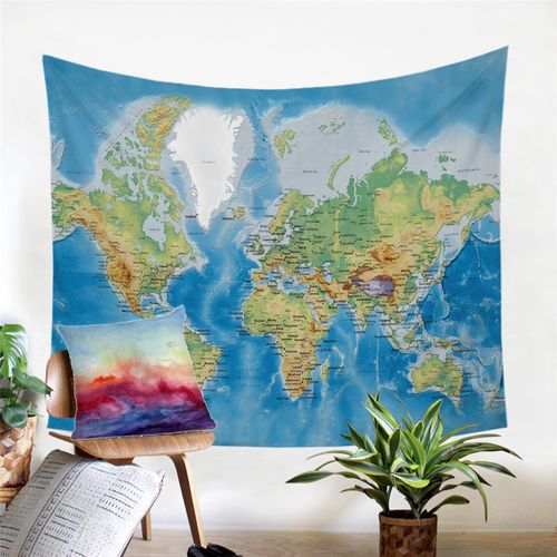 Generic World Map Tapestry Blue Printed Microfiber Fabric Jumia Nigeria