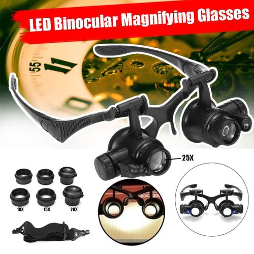 Headband Magnifier Watchmaker Hands Free Magnifying Glass with Light  Headset Magnifying Magnifier with LED Light, for