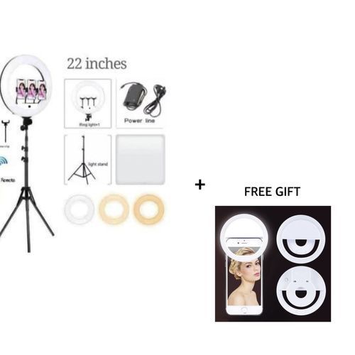 product_image_name-Generic-LED 22 Inches RingLight +3 Holders And Remote & Selfie Light-1