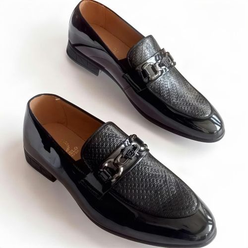 Fashion  Men Italian leather Unique Classic Loafers black