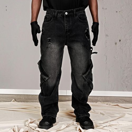 product_image_name-Fashion-Men's Baggy Cargo Jeans Y2K Hip Hop Grunge Vintage Jeans Loose Fit Pants Streetwear - Blue-3