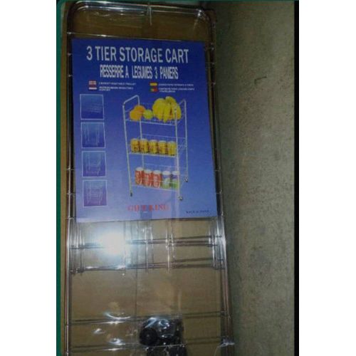 product_image_name-Generic-3 Tier Chrome Fruit & Vegetable Trolley Rack With Wheels-2
