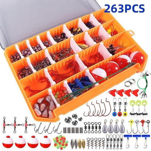 Generic Jig Hooks 263pcs Fishing Accessories Kit With Box Including Fishing  Weights Sinkers Beads Swivel Bobbers Float
