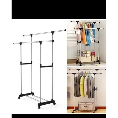 Generic Clothes Stand Rack With Rod And Shoe Storage Shelf Organizer