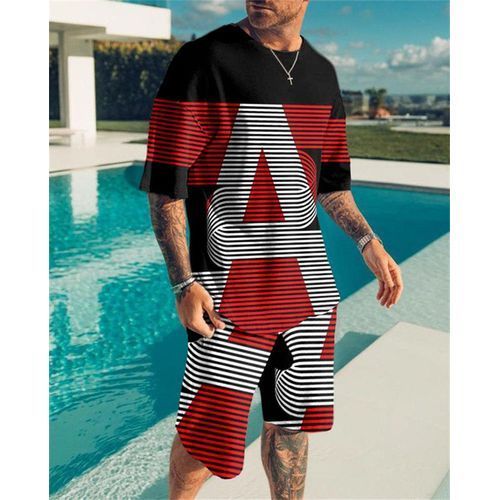 Fashion Men's Oversized Clothes Vintage Tshirt And Shorts Set Men