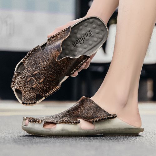 Fashion Half Shoes For Men Leather Shoes Men Slippers Casual Shoes