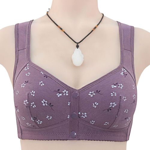 Fashion Front Closure Cotton Bras Women Comfortable Wire Free Bra Soft  Camisole Middle Age Women Underwear Large Bust 48BC 50BC 52BC Cup