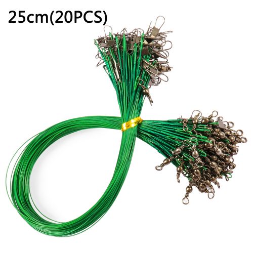 Generic Leader Fishing Line Antirust Stainless Steel Wire With Rolling  Swivels Splay Ring Connect Gear Pesca Tackle Anti Bite Thread Green 25cm  20PCS