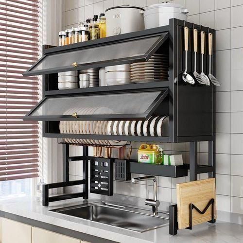 Home & Kitchen Sink Plate Rack With Double Cover 65cm