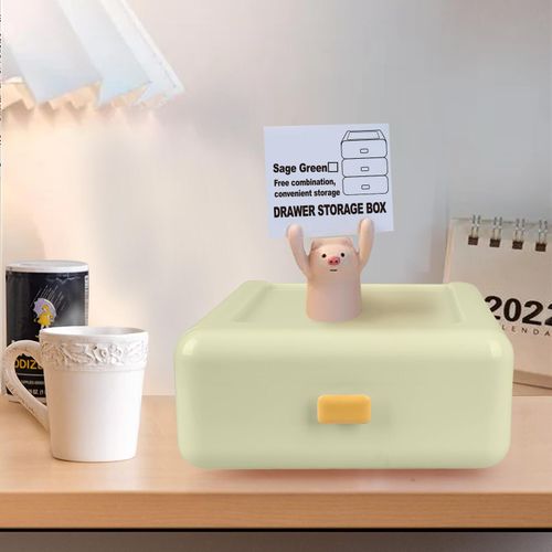 Digabi Stackable Plastic Storage Drawer - Office Desk Workspace Organizers Medium 8.18''×9.44''×3.66'' (Matcha Green) - image 4