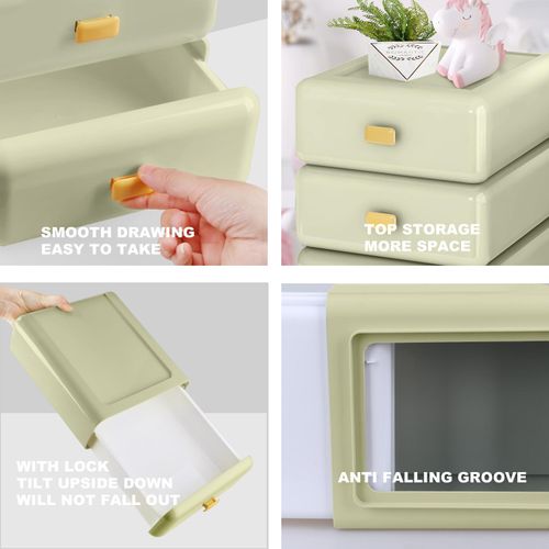 Digabi Stackable Plastic Storage Drawer - Office Desk Workspace Organizers Medium 8.18''×9.44''×3.66'' (Matcha Green) - image 5