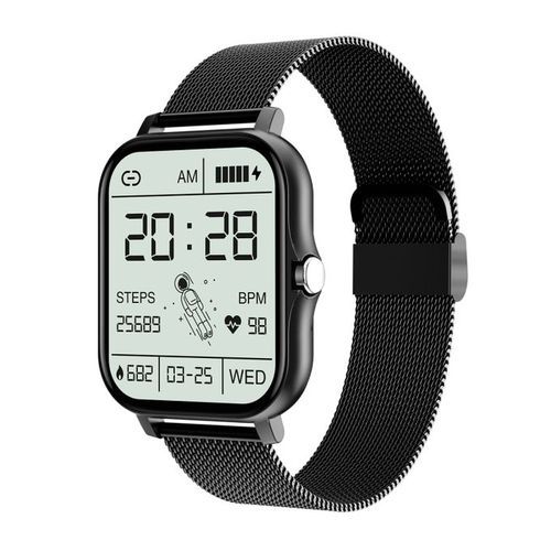 product_image_name-Generic-Smart Watch Metal Strap Heart Rate Monitor - Black-1