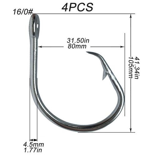 Generic Big Fishhook 5/0-16/0 Giant Tuna Shark Fish Hook Steel Alloy Gaff  Barbed Sharp Angle Radian Bend Barb Fishing Pesca Circle Hooks